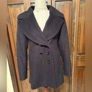 Burberry Navy Double-Breasted Pea Coat - size 8